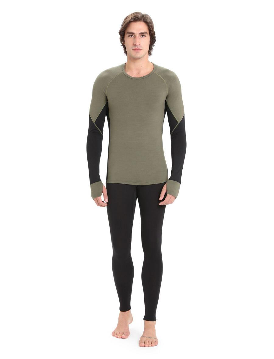 Loden / Black Men's Icebreaker BodyfitZone™ Merino 260 Zone Long Sleeve Crewe Thermal Top Base Layers | USA 1380FDNM